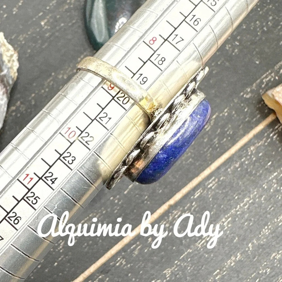 Maximalist Lapis lazuli silver oversized statement western ring - Picture 3 of 6